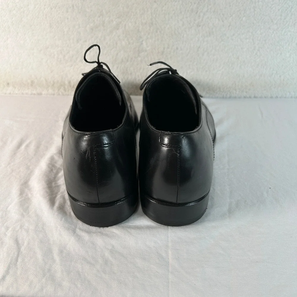 Cole Haan Mens Black Leather Plain Toe Derby Dress Shoes C08894 Size 10.5 M